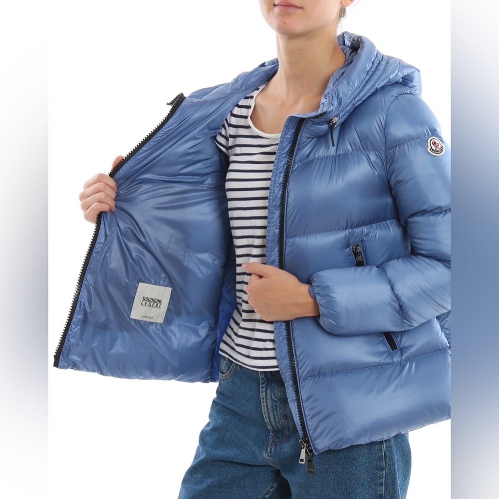 Moncler Serrite blue puffer jacket coat hooded outerwear AUTHENTIC ⭐️siz3/large - Picture 7 of 17